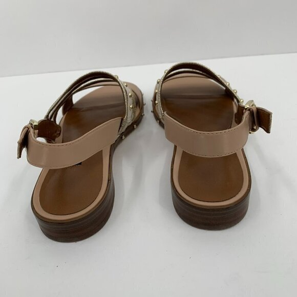 Nine West Chaylen slingback strappy shoe gold stud cream metallic new 6.5 - Picture 7 of 8